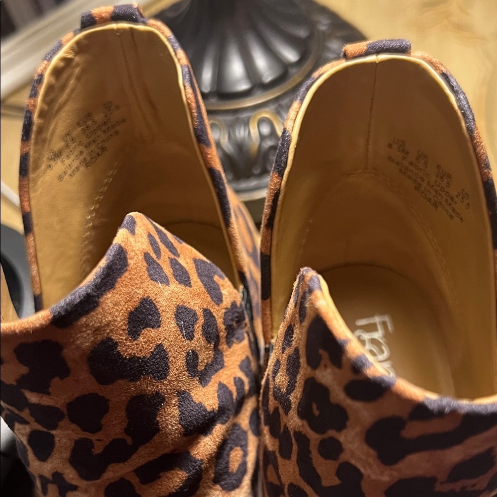 Franco Sarto Brown Leopard Ankle Booties, 8.5, NWOB - Picture 7 of 14